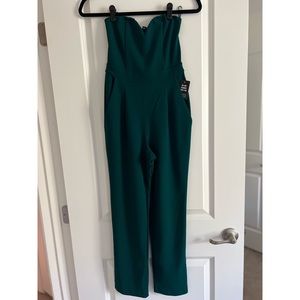 Express strapless green jumpsuit